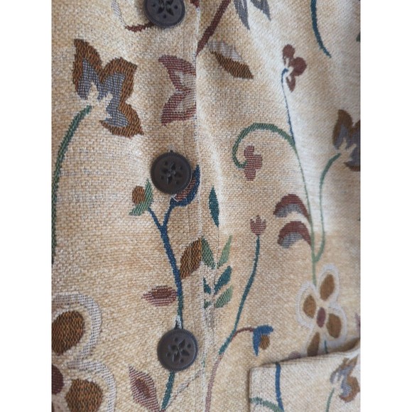 Jane Ashley Clothing Women's S Gold Tan Button Up Corduroy Carpet Floral Jacket - Picture 4 of 8
